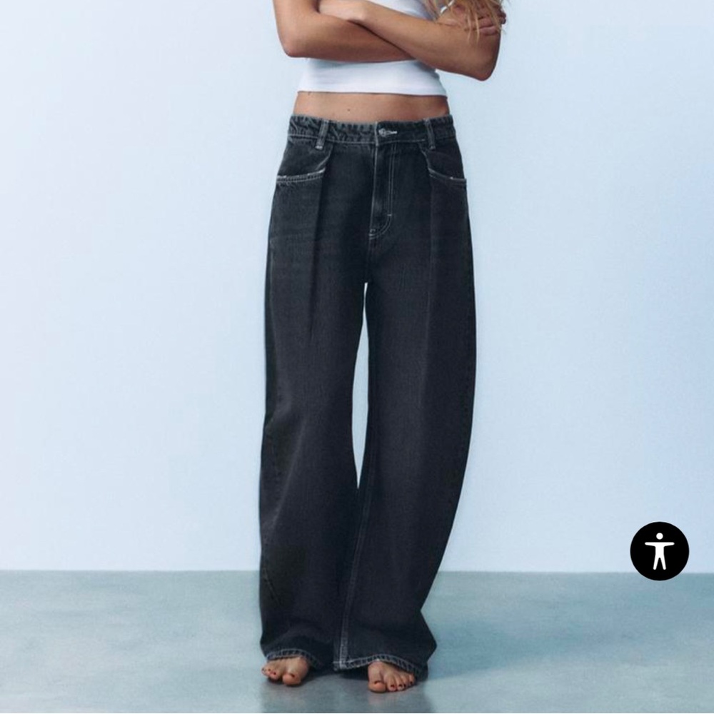 Zara High Waist baggy pants with darts